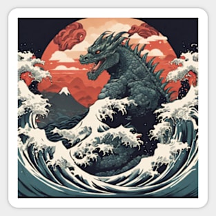 godzilla art japanese style Sticker